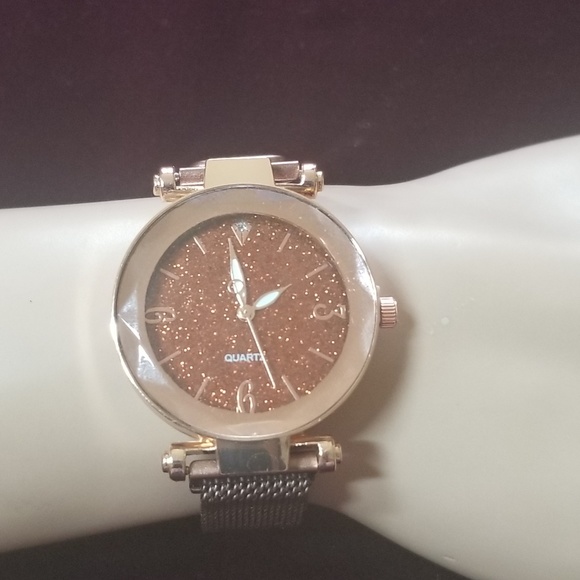 Rose Gold & Brown Magnetic Starry Sky Wrist Watch - Picture 2 of 8